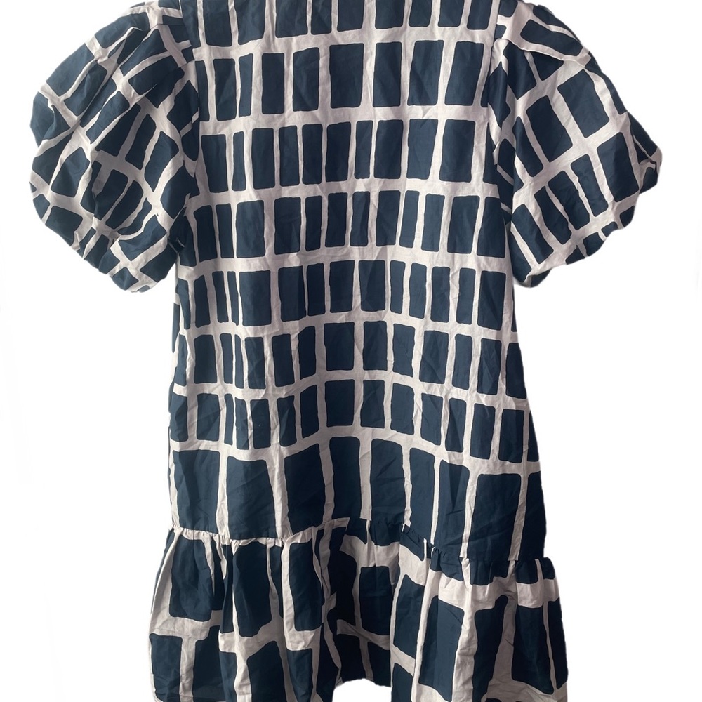 Entro Navy Patterned Puff Sleeve Dress - Picture 5 of 10